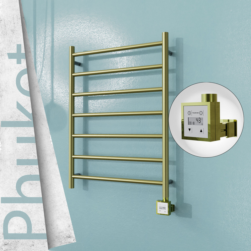 PHUKET Elektrikli Paslanmaz Çelik Havlupan 600x800 Satine Altın (KTX3 Termostat) 200W