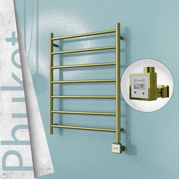 Radiva - Phuket Elektrikli Paslanmaz Çelik Havlupan 600x800 Satine Altın (KTX3 Termostat) 200W