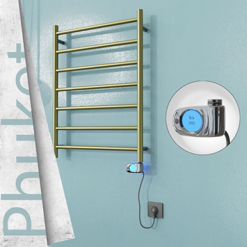 Radiva - Phuket Elektrikli Paslanmaz Çelik Havlupan 600x800 Satine Altın (Musa Termostat) 200W