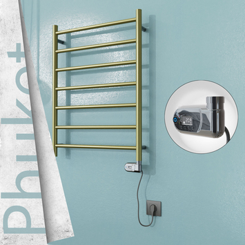 Radiva - Phuket Elektrikli Paslanmaz Çelik Havlupan 600x800 Satine Altın (Thesis Termostat) 200W