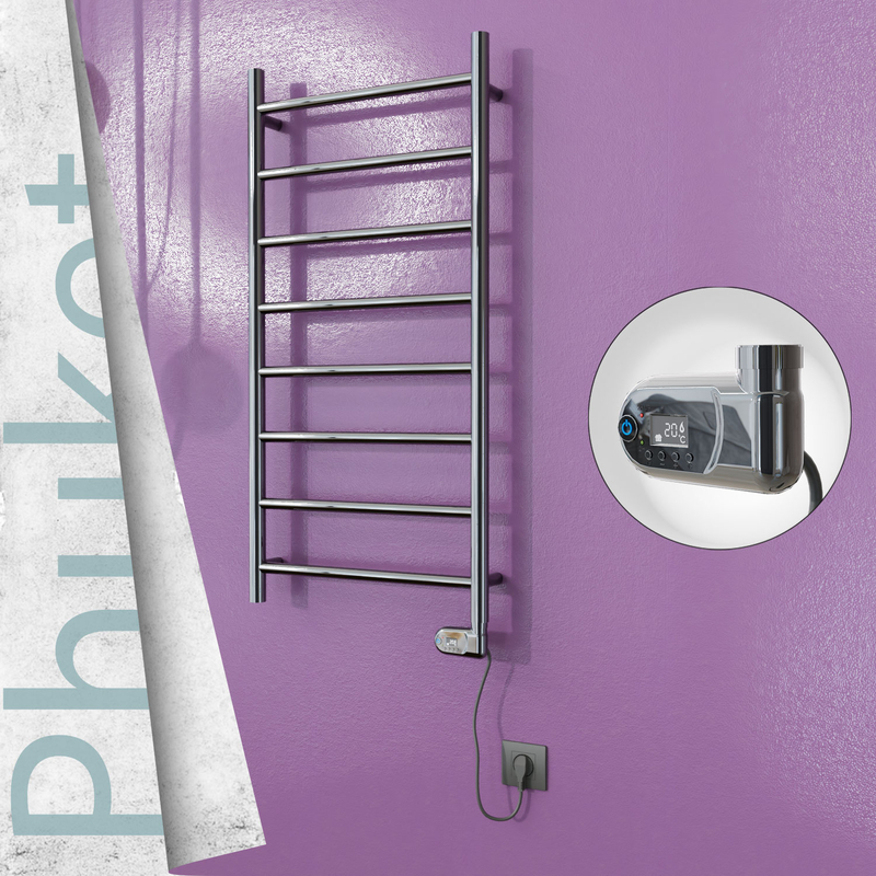 Phuket Stainless Steel Electric Towel Warmer 500x1000 Polished Finish (Thesis Thermostat) 200 W