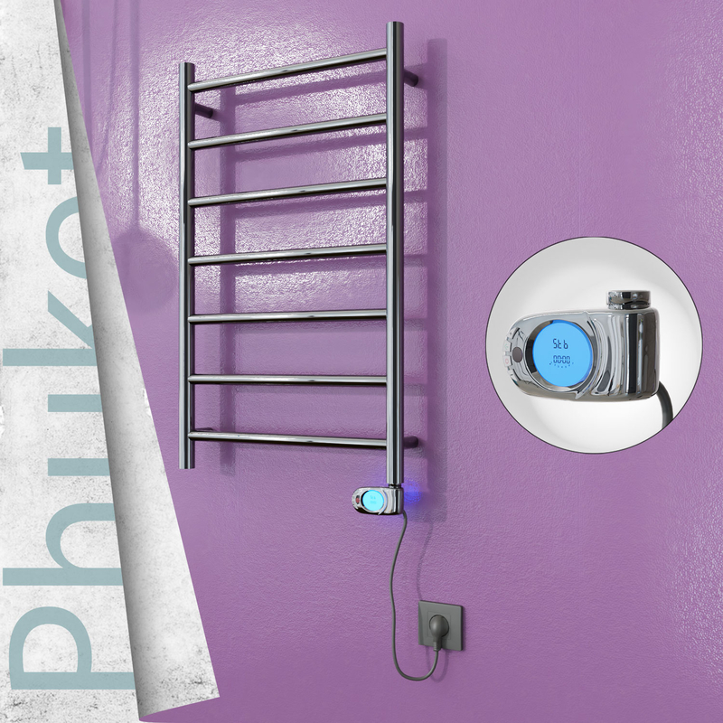 Phuket Stainless Steel Electric Towel Warmer 500x800 Polished Finish (Musa Thermostat) 200 W