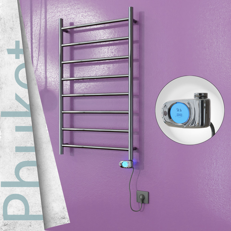 Phuket Stainless Steel Electric Towel Warmer 600x1000 Polished Finish (Musa Thermostat) 200 W