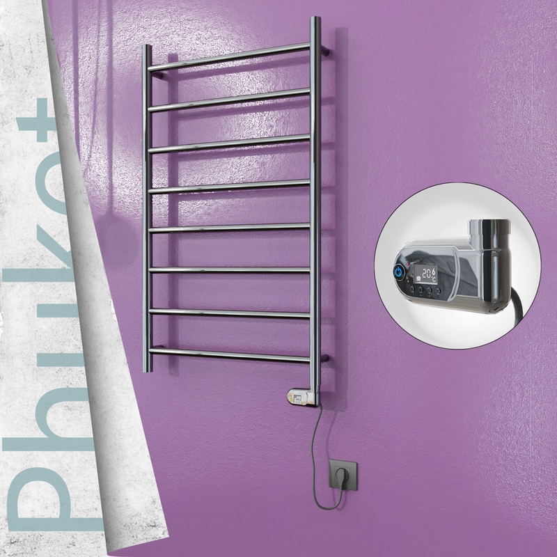 Phuket Stainless Steel Electric Towel Warmer 600x1000 Polished Finish (Thesis Thermostat) 200 W