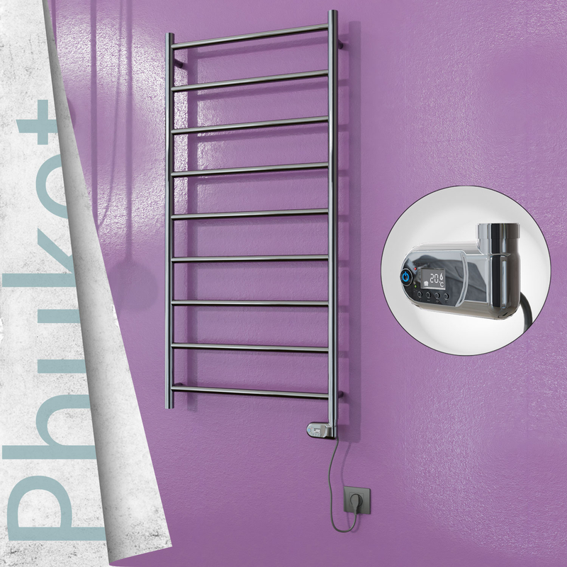 Phuket Stainless Steel Electric Towel Warmer 600x1200 Polished Finish (Thesis Thermostat) 200 W