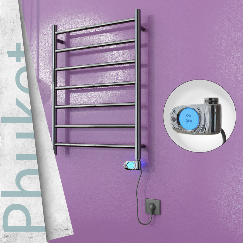 Phuket Stainless Steel Electric Towel Warmer 600x800 Polished Finish (Musa Thermostat) 200 W