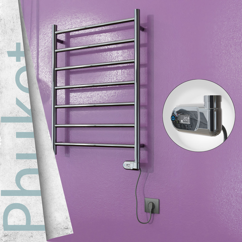 Phuket Stainless Steel Electric Towel Warmer 600x800 Polished Finish (Thesis Thermostat) 200 W