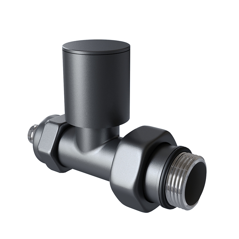 Radiator Valve 1/2'' Anthracite Foncé Straight Pex (Metal Head 16x2 Connection)