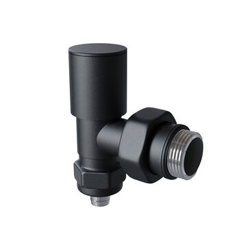 Radiva - Radiator Valve 1/2'' Texture Noir Corner Pex (Metal Head 16x2 Connection)