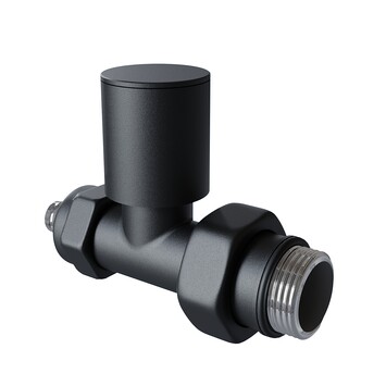 Radiva - Radiator Valve 1/2'' Texture Noir Straight Pex (Metal Head 16x2 Connection)