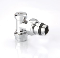 Radiva - Radyatör Dönüş Vanası 1/2'' Krom Köşe (17*2mm Boru Bağl. Rakorlu)