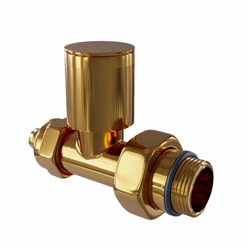 Radiva - Radyatör Vanası 1/2'' Altın Renkli Düz Pex (Metal Volanlı 16*2mm Boru Bağl. Rakorlu)