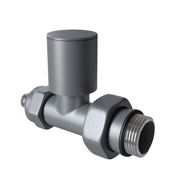 Radiva - Radyatör Vanası 1/2'' Antrasit Düz Pex (Metal Volanlı 16*2mm Boru Bağl. Rakorlu)