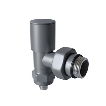 Radiva - Radyatör Vanası 1/2'' Antrasit Köşe Pex (Metal Volanlı 16*2mm Boru Bağl. Rakorlu)