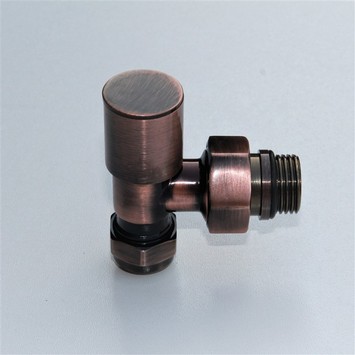 Radiva - Radyatör Vanası 1/2'' Bakır Eskitme Köşe Pex (Metal Volanlı 16*2mm Boru Bağl. Rakorlu)