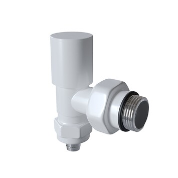 Radiva - Radyatör Vanası 1/2'' Beyaz Köşe Pex (Metal Volanlı 16*2mm Boru Bağl. Rakorlu)