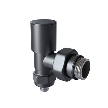 Radiva - Radyatör Vanası 1/2'' Koyu Antrasit Köşe Pex (Metal Volanlı 16*2mm Boru Bağl. Rakorlu)
