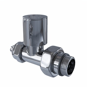 Radiva - Radyatör Vanası 1/2'' Krom Düz Pex (Metal Volanlı 16*2mm Boru Bağl. Rakorlu)