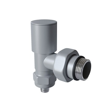 Radiva - Radyatör Vanası 1/2'' Pütürlü Gri Köşe Pex (Metal Volanlı 16*2mm Boru Bağl. Rakorlu)