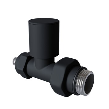 Radiva - Radyatör Vanası 1/2'' Siyah Düz Pex (Metal Volanlı 16*2mm Boru Bağl. Rakorlu)