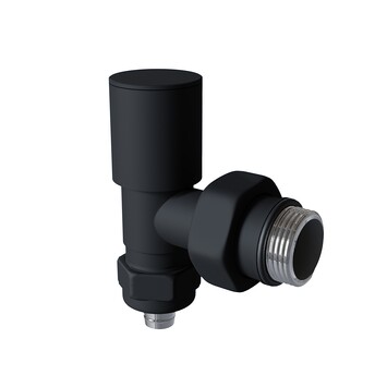 Radiva - Radyatör Vanası 1/2'' Siyah Köşe Pex (Metal Volanlı 16*2mm Boru Bağl. Rakorlu)