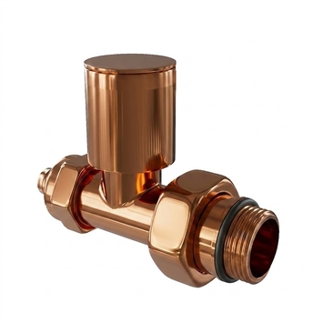 Radiva - Radyatör Vanası 1/2'' Altın Renkli Düz Pex (Metal Volanlı 16*2mm Boru Bağl. Rakorlu)