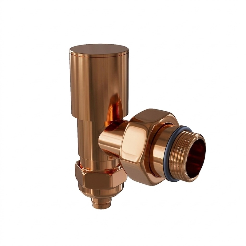 Radyatör Vanası 1/2'' Rose Gold Köşe Pex (Metal Volanlı 16*2mm Boru Bağl. Rakorlu)