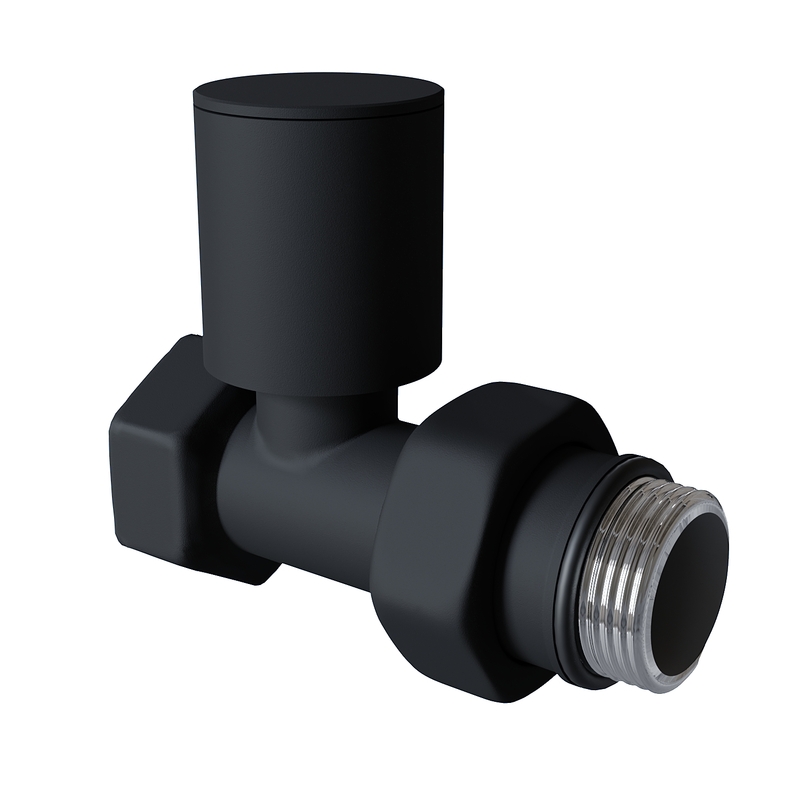 Radiator Valve 1/2'' Black Straight (Metal Head)