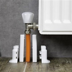Single Radiator Tube Hiding Sleeve Square Locked Plastic Blanc - Thumbnail