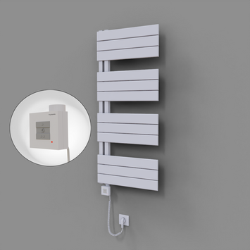 Radiva - Sirius Dekoratif Elektrikli Havlupan 500x1150 Beyaz (KTX1 Termostat) 600W Spiral Kablolu