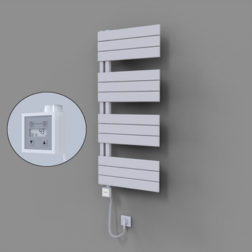 Radiva - Sirius Dekoratif Elektrikli Havlupan 500x1150 Beyaz (KTX3 Termostat) 600W Spiral Kablolu