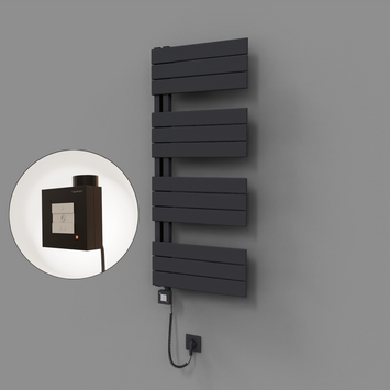 Radiva - Sirius Dekoratif Elektrikli Havlupan 500x1150 Koyu Antrasit (KTX1 Termostat) 600W Spiral Kablolu