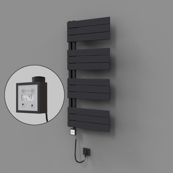 Radiva - Sirius Dekoratif Elektrikli Havlupan 500x1150 Koyu Antrasit (KTX3 Termostat) 600W Spiral Kablolu