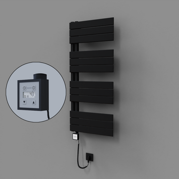 Radiva - Sirius Dekoratif Elektrikli Havlupan 500x1150 Siyah (KTX3 Termostat) 600W Spiral Kablolu