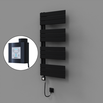 Radiva - Sirius Dekoratif Elektrikli Havlupan 500x1150 Siyah (KTX4 Termostat) 600W Spiral Kablolu