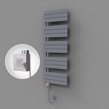 Radiva - Sirius Dekoratif Elektrikli Havlupan 500x1400 Gri (KTX1 Termostat) 600W Spiral Kablolu