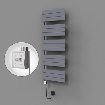 Radiva - Sirius Dekoratif Elektrikli Havlupan 500x1400 Gri (KTX3 Termostat) 600W Spiral Kablolu