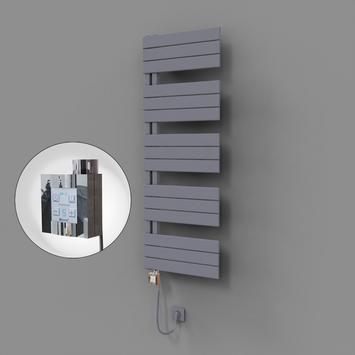Radiva - Sirius Dekoratif Elektrikli Havlupan 500x1400 Gri (KTX4 Termostat) 600W Spiral Kablolu