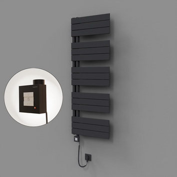 Radiva - Sirius Dekoratif Elektrikli Havlupan 500x1400 Koyu Antrasit (KTX1 Termostat) 600W Spiral Kablolu