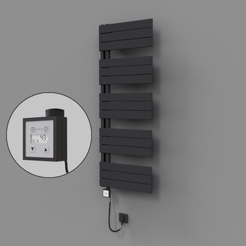 Radiva - Sirius Dekoratif Elektrikli Havlupan 500x1400 Koyu Antrasit (KTX3 Termostat) 600W Spiral Kablolu