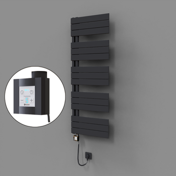 Radiva - Sirius Dekoratif Elektrikli Havlupan 500x1400 Koyu Antrasit (KTX4 Termostat) 600W Spiral Kablolu