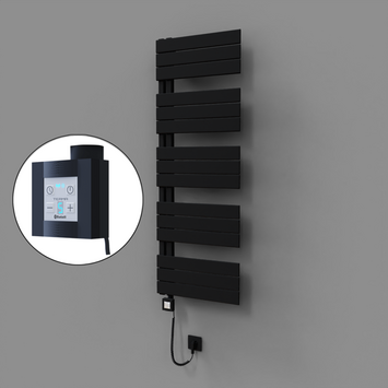 Radiva - Sirius Dekoratif Elektrikli Havlupan 500x1400 Siyah (KTX4 Termostat) 600W Spiral Kablolu