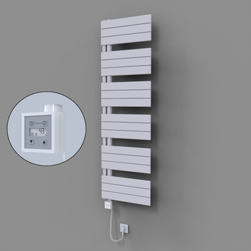 Radiva - Sirius Dekoratif Elektrikli Havlupan 500x1640 Beyaz (KTX3 Termostat) 1000W Spiral Kablolu