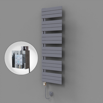 Radiva - Sirius Dekoratif Elektrikli Havlupan 500x1640 Gri (KTX4 Termostat) 1000W Spiral Kablolu