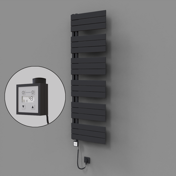 Radiva - Sirius Dekoratif Elektrikli Havlupan 500x1640 Koyu Antrasit (KTX3 Termostat) 1000W Spiral Kablolu