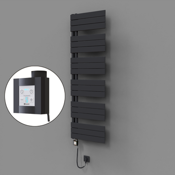 Radiva - Sirius Dekoratif Elektrikli Havlupan 500x1640 Koyu Antrasit (KTX4 Termostat) 1000W Spiral Kablolu