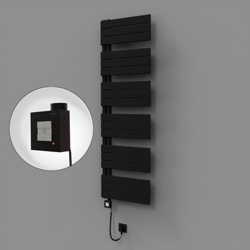 Radiva - Sirius Dekoratif Elektrikli Havlupan 500x1640 Siyah (KTX1 Termostat) 1000W Spiral Kablolu