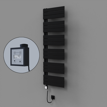 Radiva - Sirius Dekoratif Elektrikli Havlupan 500x1640 Siyah (KTX3 Termostat) 1000W Spiral Kablolu