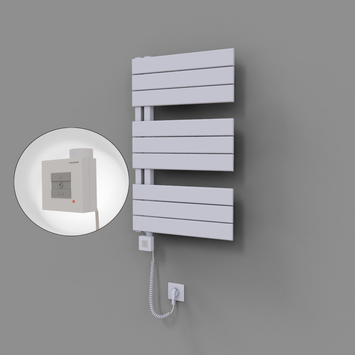 Radiva - Sirius Dekoratif Elektrikli Havlupan 500x800 Beyaz (KTX1 Termostat) 300W Spiral Kablolu