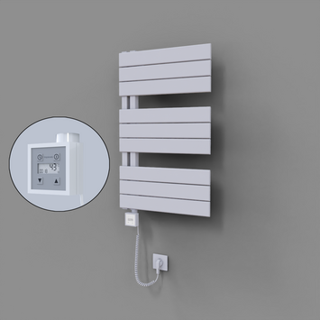 Radiva - Sirius Dekoratif Elektrikli Havlupan 500x800 Beyaz (KTX3 Termostat) 300W Spiral Kablolu